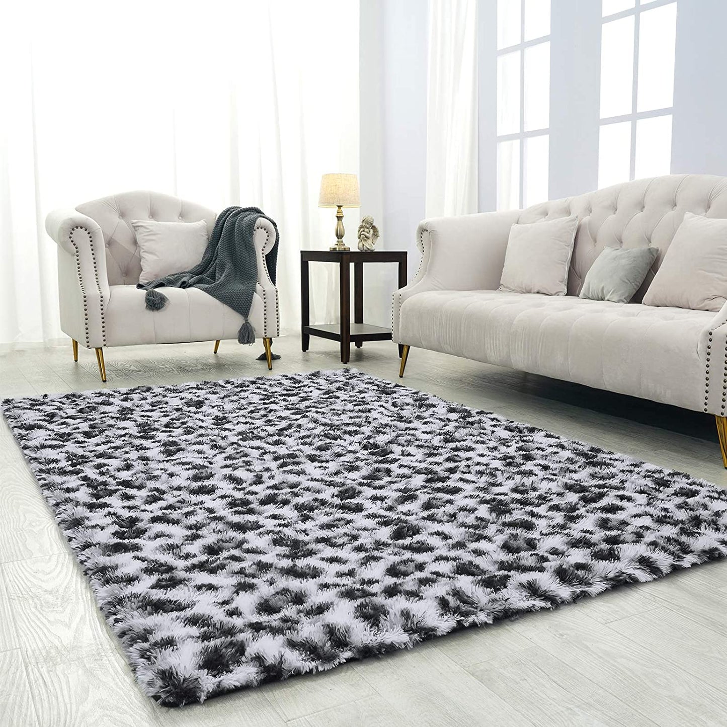 NOAHAS Fluffy Leopard Print Rug Cheetah Print Area Rugs Soft Comfy Printed Carpet for Bedroom Living Room Home Western Decor