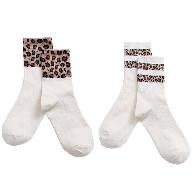 3 Pairs Leopard Print Cotton Socks Women Winter Warm Long Socks Harajuku Brand Luxury Kawaii Sports Street Apparel Korea Style