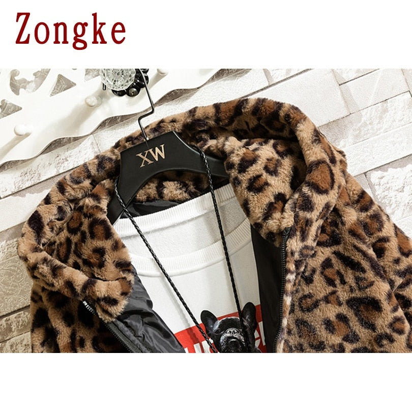 Zongke Leopard Hooded Winter Jacket Men 2022 Japanese Streetwear Men Jacket Winter Casual Jackets For Men Brand Coat M-4XL