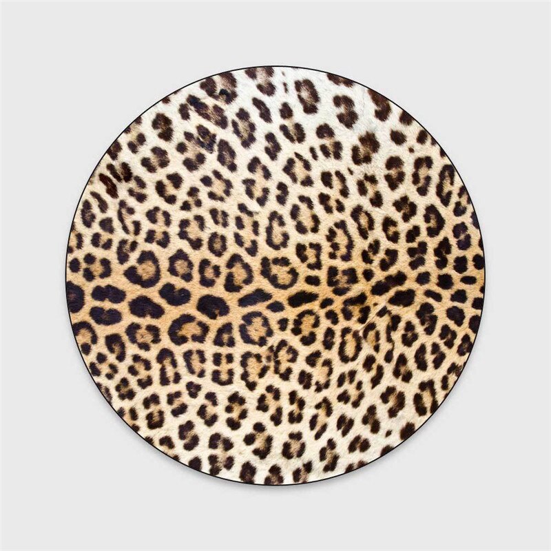 Leopard Print Round Carpet Floor Mat Modern Fashion Carpets For Living Room Chair Anti-slip Rug Bedroom Decor Tapis