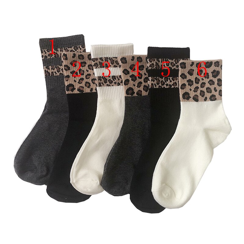 3 Pairs Leopard Print Cotton Socks Women Winter Warm Long Socks Harajuku Brand Luxury Kawaii Sports Street Apparel Korea Style