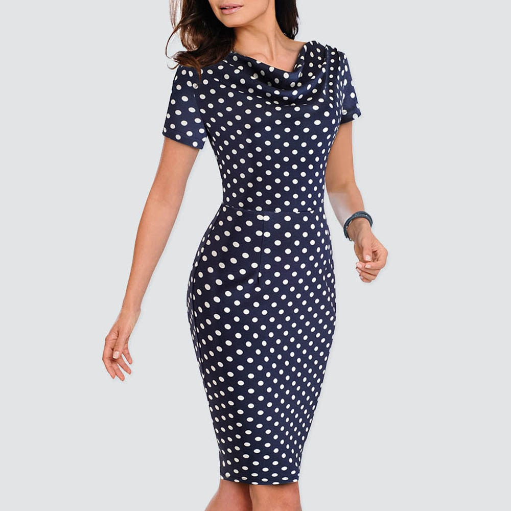 Women Casual Leopard Print Office Business Sheath Slim Summer Pencil Dress HB452