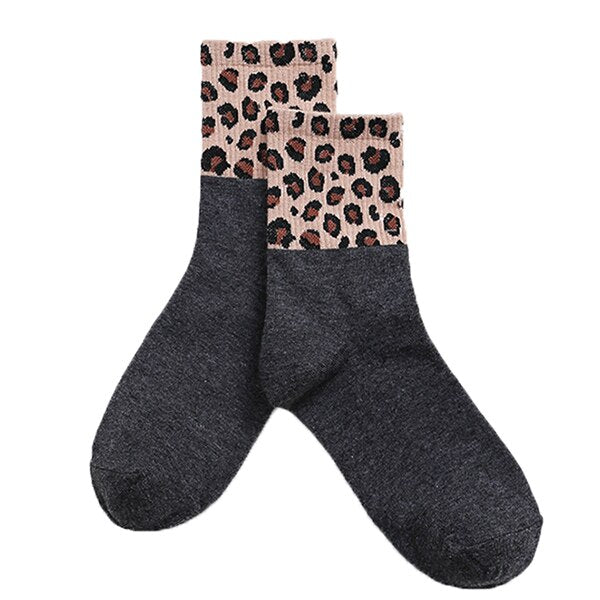 3 Pairs Leopard Print Cotton Socks Women Winter Warm Long Socks Harajuku Brand Luxury Kawaii Sports Street Apparel Korea Style