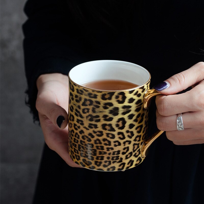 Ceramic Leopard Print Mug Large Capacity Coffee Cup Water Milk Drinking Tazas Tea Party Home Drinkware Gifts