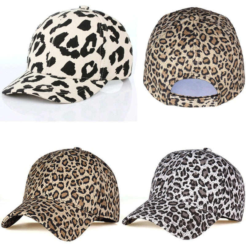 New Women Men Sports Hat Leopard Cheetah Print  PanelStrapback Camp Hat  Cap retro animal Baseball Cap Adjustable Travel Sport