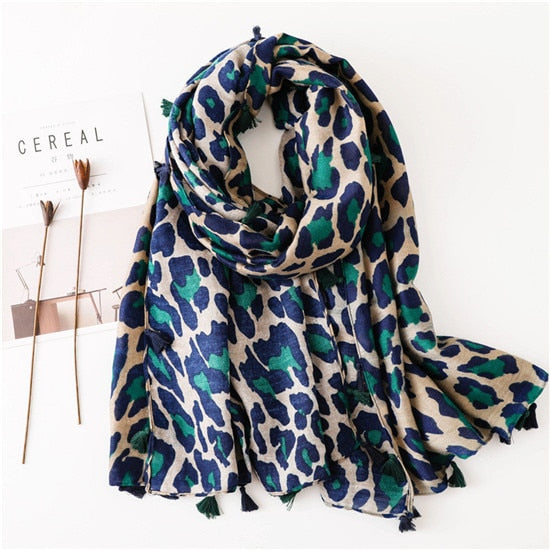 Animal Leopard Print Scarf Women Beach Scarf Luxury Brand Viscose Big Leopard Summer Scarf Hijab Women Scarfs Fashionable Wraps