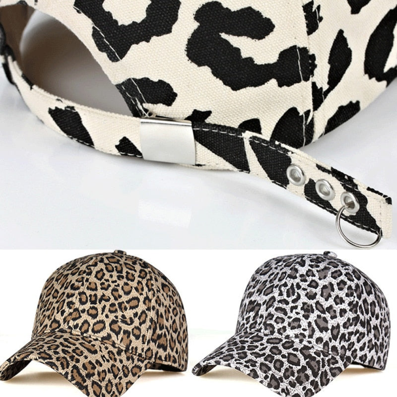 New Women Men Sports Hat Leopard Cheetah Print  PanelStrapback Camp Hat  Cap retro animal Baseball Cap Adjustable Travel Sport