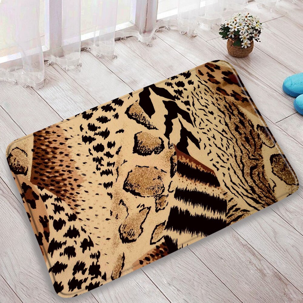 3Pcs Set Gray Brown Leopard Pattern Bathroom Bath Mats Toilet Lid Cover  Shower Carpet Rugs Home Decor Cheetah Animal Doormat