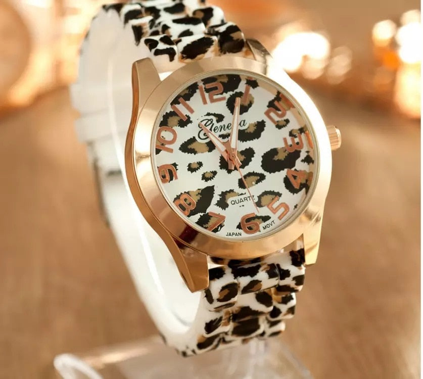 Geneva Watch Leopard Print Silicone Watch 2020 New Fashion Casual Student Watch Leopard Print Color Quartz Watch