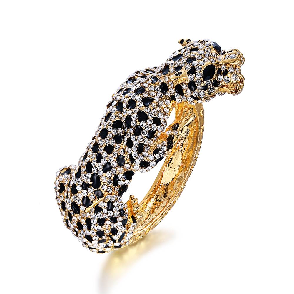 Leopard Panther Bangle Women Bracelet Femme Enamel Animal Party Gift Gold Color Brazalete Mujer Indian Jewelry Kpop Fashion