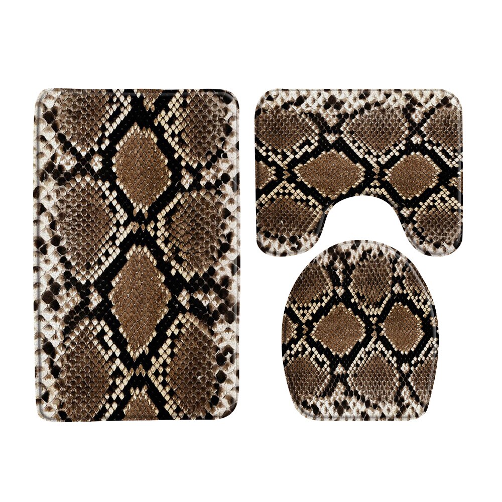 3Pcs Set Gray Brown Leopard Pattern Bathroom Bath Mats Toilet Lid Cover  Shower Carpet Rugs Home Decor Cheetah Animal Doormat