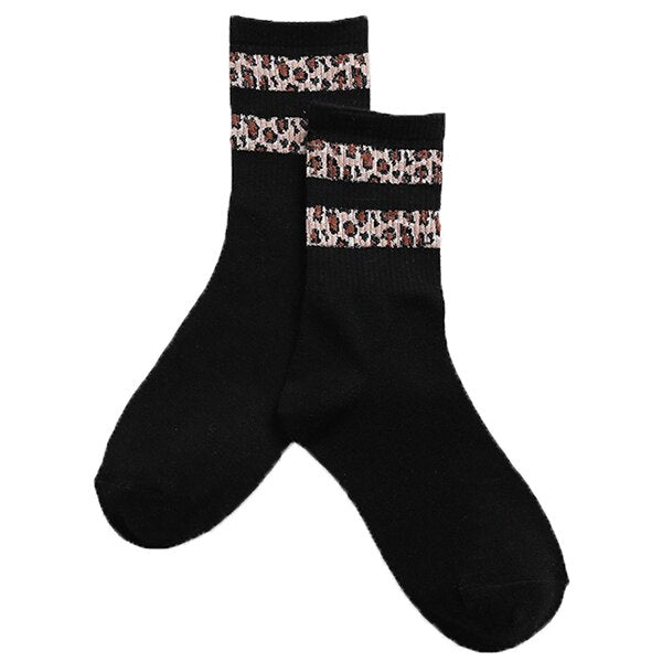 3 Pairs Leopard Print Cotton Socks Women Winter Warm Long Socks Harajuku Brand Luxury Kawaii Sports Street Apparel Korea Style