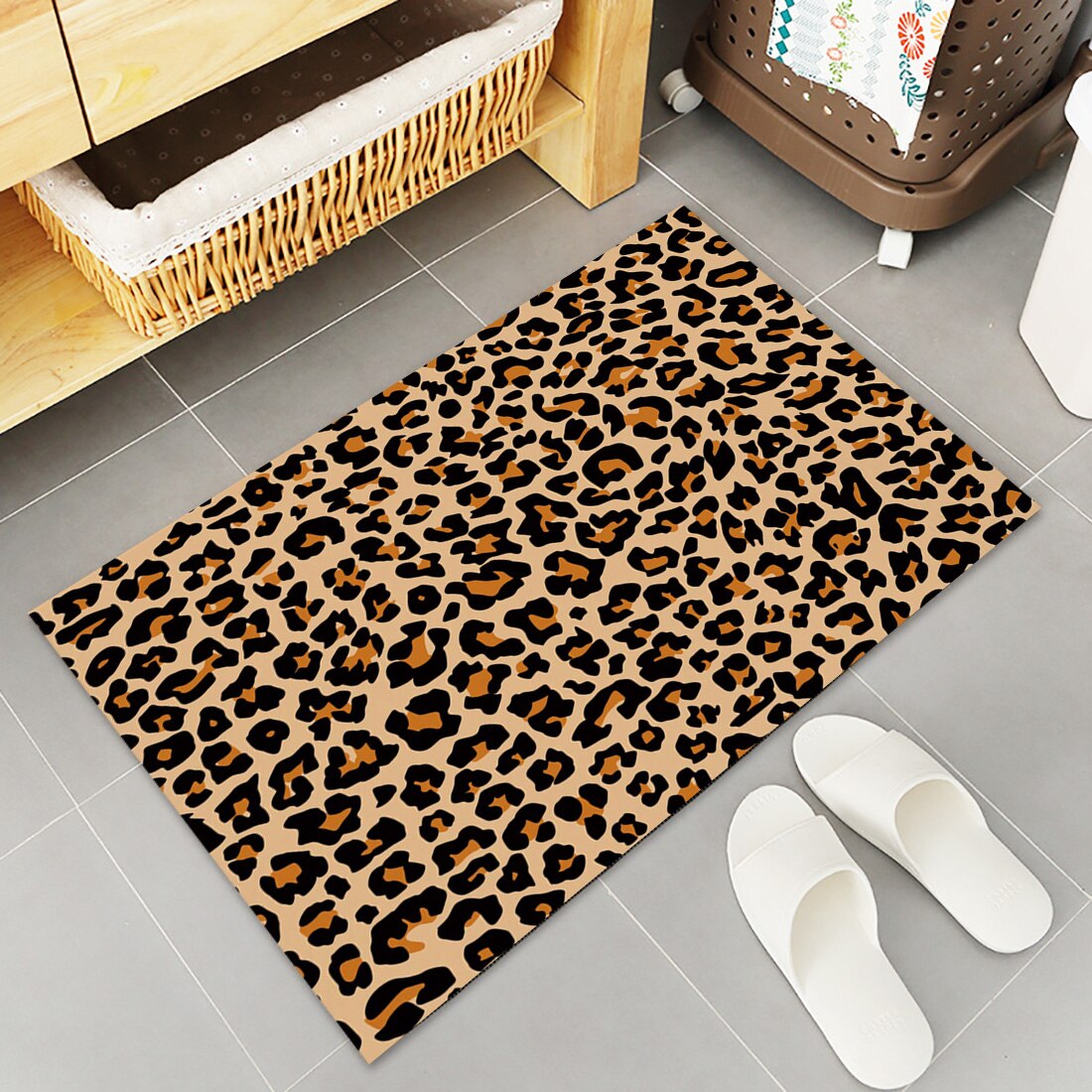 Leopard Print Cheetah Art Kitchen Mat Home Entrance Doormat Hallway Bedroom Living Room Decoration Floor Carpet Balcony Long Rug