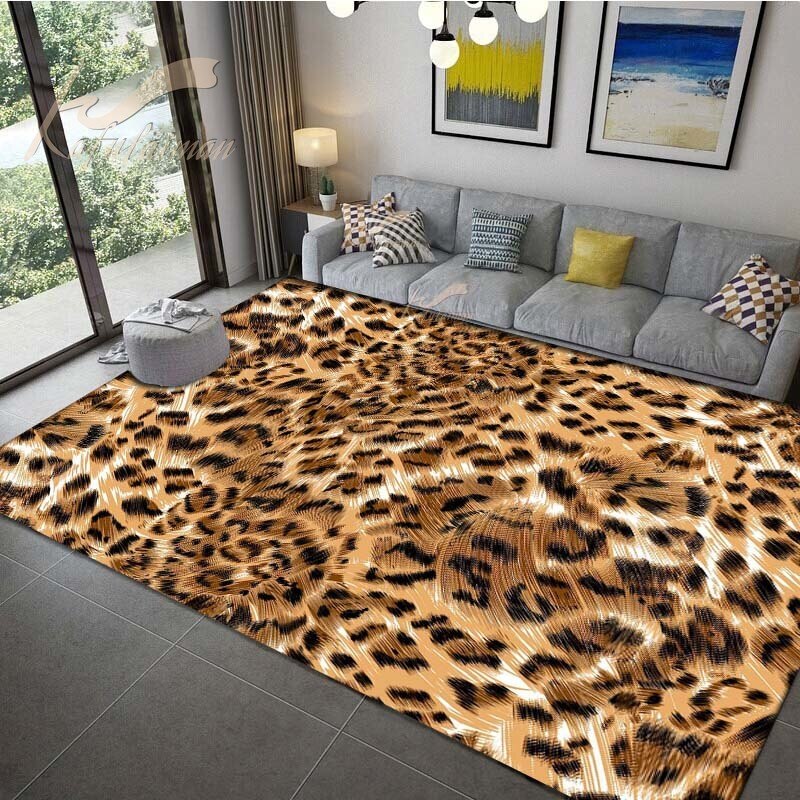 Leopard Printed Carpet For Living Room Panther Wild Tiger Lion Area Large Rug Non Slip Bathmat Home Decoration