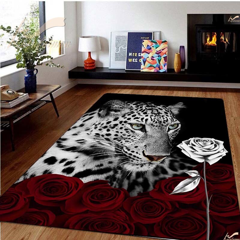 Leopard Printed Carpet For Living Room Panther Wild Tiger Lion Area Large Rug Non Slip Bathmat Home Decoration