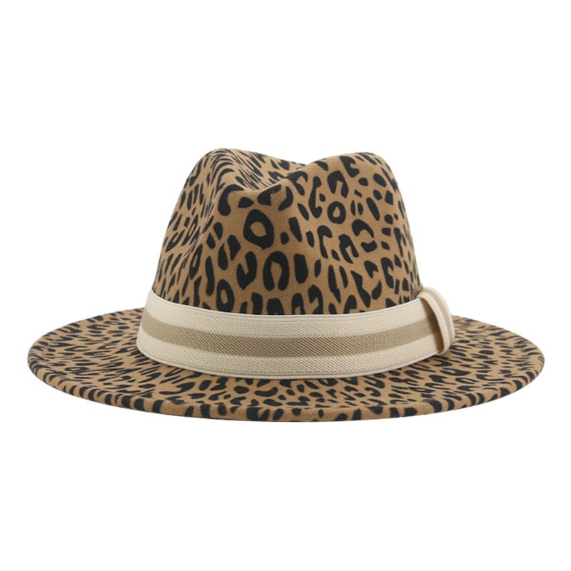 Fedora Hat Winter Women Hats Leopard Print Men Women Casual Formal Vintage Church Wedding Women Felted Hat Sombreros De Mujer