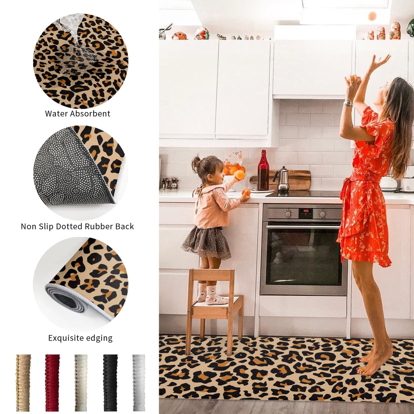 Leopard Print Cheetah Art Kitchen Mat Home Entrance Doormat Hallway Bedroom Living Room Decoration Floor Carpet Balcony Long Rug