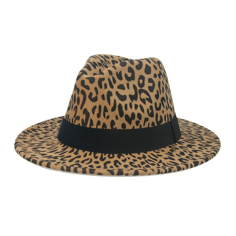 Fedora Hat Winter Women Hats Leopard Print Men Women Casual Formal Vintage Church Wedding Women Felted Hat Sombreros De Mujer