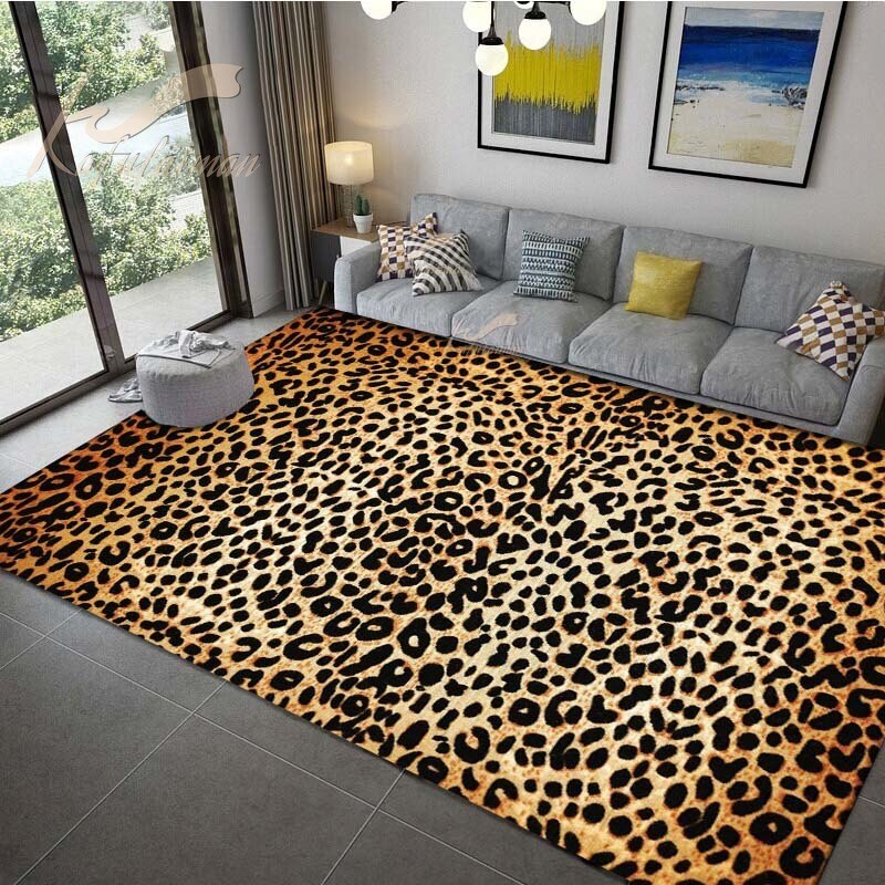 Leopard Printed Carpet For Living Room Panther Wild Tiger Lion Area Large Rug Non Slip Bathmat Home Decoration