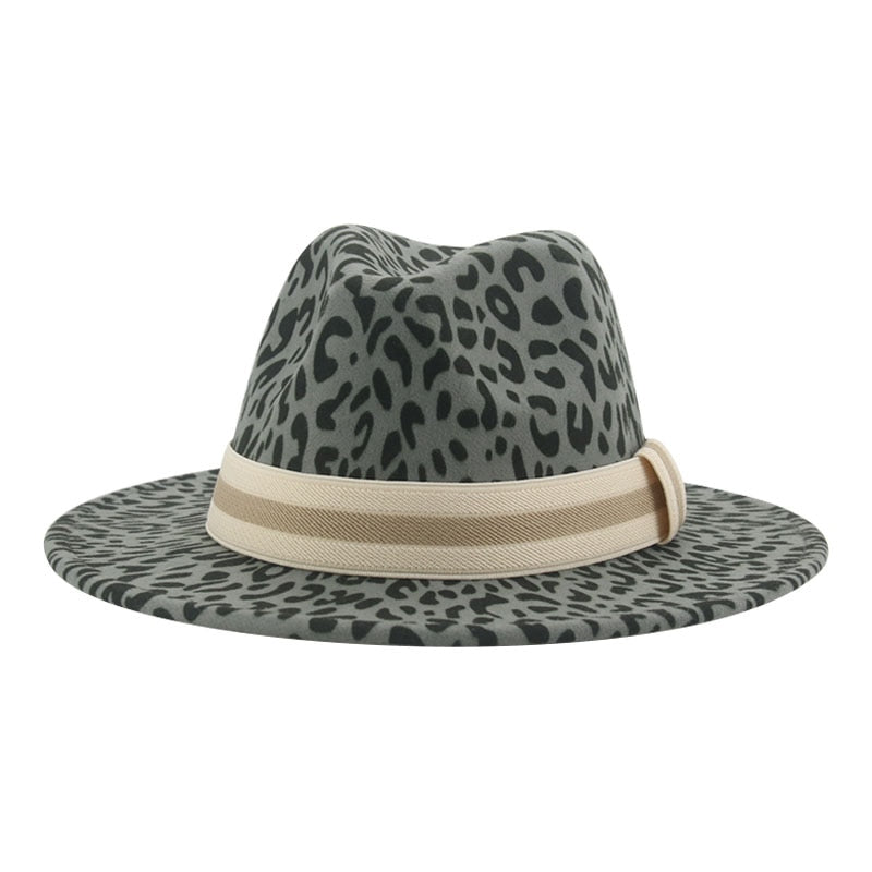 Fedora Hat Winter Women Hats Leopard Print Men Women Casual Formal Vintage Church Wedding Women Felted Hat Sombreros De Mujer