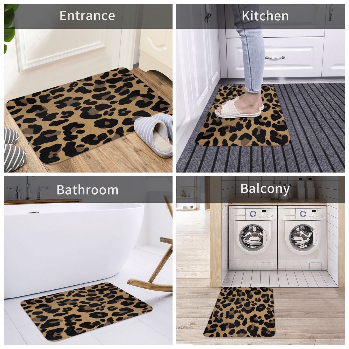 Leopard Doormat Bathroom Printed Polyeste Mat Kitchen Home Hallway Skin Fur Decoration Floor Rug Door Mat Bath Mat