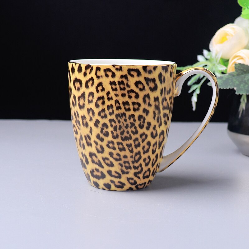 European High-Grade Bone China Coffee Mug Set Leopard Print  Ceramic Afternoon Tea Cup Water Pot Home Drinkware