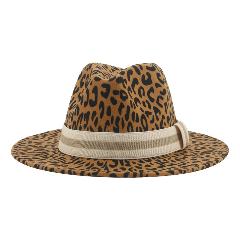 Fedora Hat Winter Women Hats Leopard Print Men Women Casual Formal Vintage Church Wedding Women Felted Hat Sombreros De Mujer