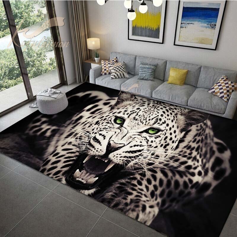 Leopard Printed Carpet For Living Room Panther Wild Tiger Lion Area Large Rug Non Slip Bathmat Home Decoration