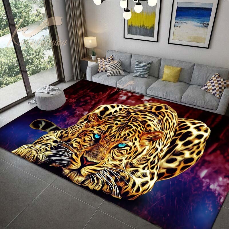 Leopard Printed Carpet For Living Room Panther Wild Tiger Lion Area Large Rug Non Slip Bathmat Home Decoration