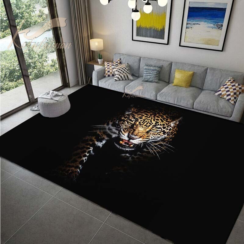 Leopard Printed Carpet For Living Room Panther Wild Tiger Lion Area Large Rug Non Slip Bathmat Home Decoration