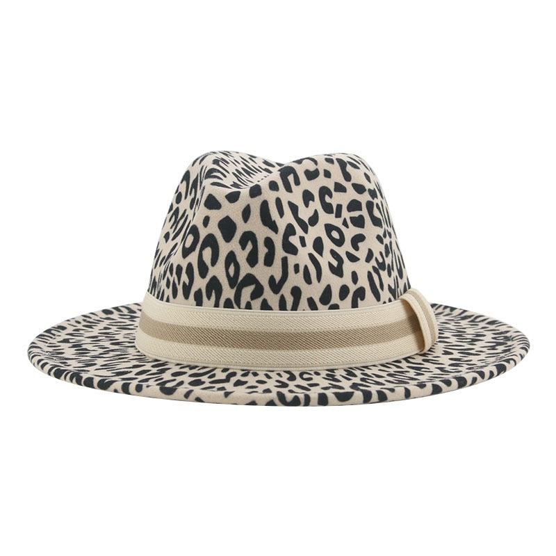 Fedora Hat Winter Women Hats Leopard Print Men Women Casual Formal Vintage Church Wedding Women Felted Hat Sombreros De Mujer