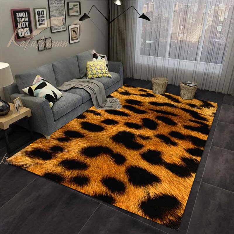 Leopard Printed Carpet For Living Room Panther Wild Tiger Lion Area Large Rug Non Slip Bathmat Home Decoration